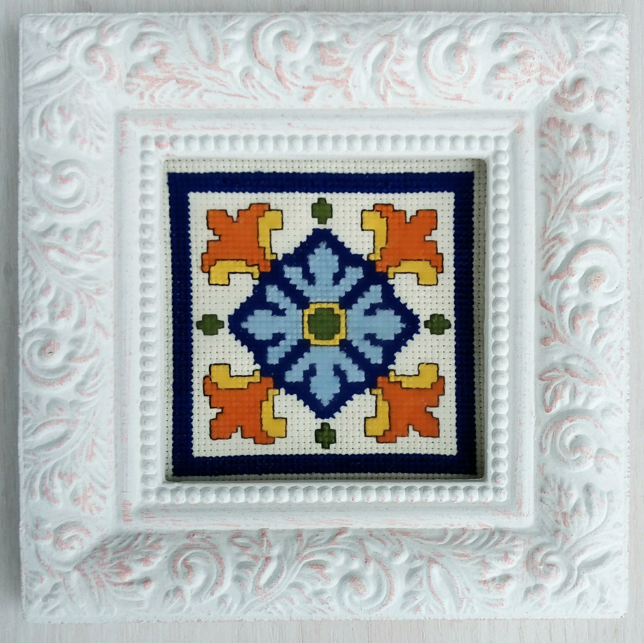 Mexican tile cross stitch pattern