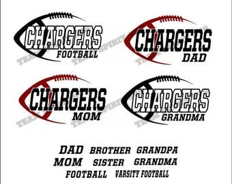 Chargers Side Football Download Files - SVG, DXF, EPS, Silhouette Studio, Vinyl Cut Files, Digital Cut Files -Use with Cricut and Silhouette