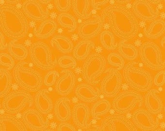 Sale Primavera Paisley in Tangerine Cotton Fabric by Patty Young for Riley Blake