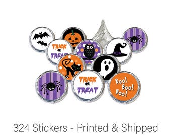 Halloween Party Favors, Halloween Party Decorations, Halloween Stickers - For Hershey Kisses, Candies and Treat Bag Seals (324 Stickers)