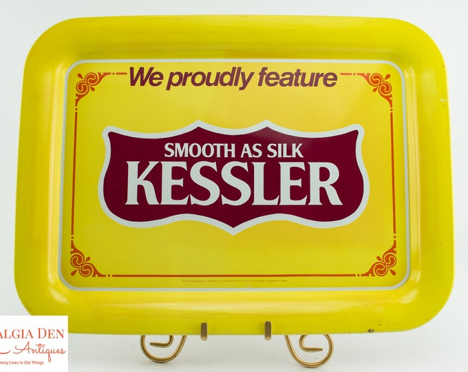 Vintage Bar Serving Tray | Kessler Whiskey | Vintage Barware | Bar Decor