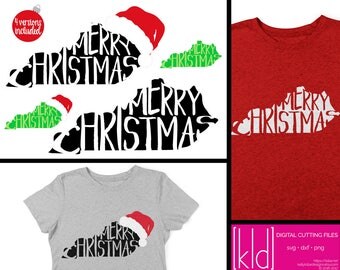 4 Kentucky Christmas - Kentucky svg - Merry Christmas svg - Santa Hat svg - State of Kentucky Christmas