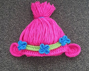 Poppy troll Inspired hat . Trolls inspired hat . Troll hat . Poppy troll Costume . Dress-up hat . Dress-up wig . Princess Poppy Inspired Wig