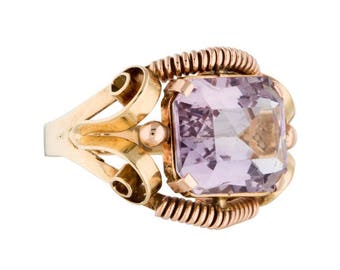 14k gold rose de france amethyst ring