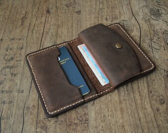 Leather wallet mens wallet wallet with coin purse Brown