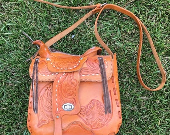 Genuine Leather Cowboy Purse, Leather Saddle Purse, Leather Saddle Handbag, Brown Leather Cowgirl Purse, Leather Saddle Handbag