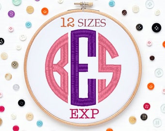 12 Sizes Circle Monogram Embroidery Font EXP Format Embroidery Machine,Initials Monogram,Monogram Design,Instant Download
