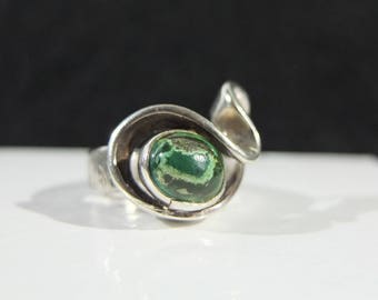 Vintage Sterling Silver and Eilat Stone Wave Ring