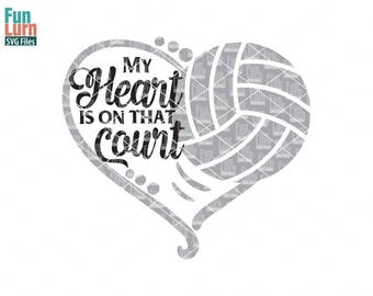 My heart is on that Court, Volleyball heart SVG, Love my Player, Heart, ball , Volleyball SVG, svg png dxf eps zip, svg file