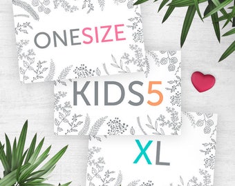 Coloring Lula Size Cards, Sizing Cards, Size Tags Sign, Clothing Size, Instant Download, Digital Files, 6x4