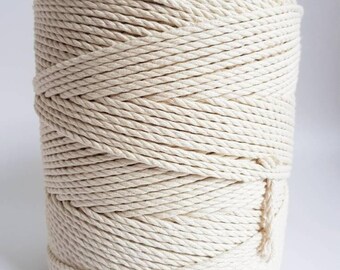 3mm cotton rope. 1.5kg Twisted cotton rope. Macrame rope. Macrame cord. about 550m cotton cord 3 strand 1/8in macrame rope. Cotton string