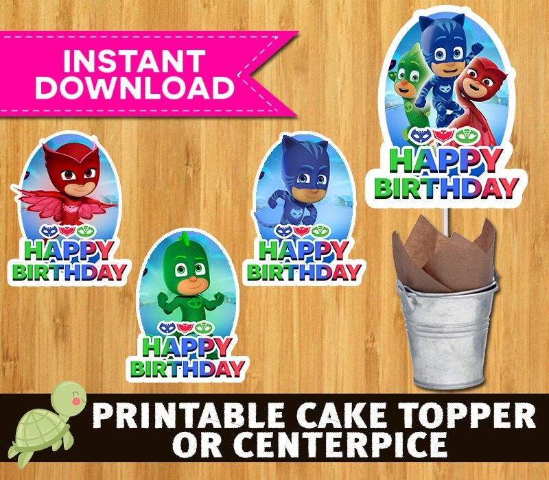 4 PJ Mask Cake Topper PJ Mask Printable Cake topper PJ
