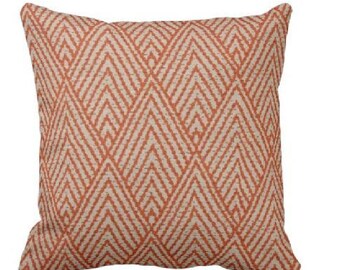 Decorative Throw Pillow Covers -Orange and White Pillow - Tangerine Accent Pillow - Orange Pillow Cover - Tahitian Stitch - Tangerine Pillow