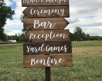 Directional Wedding Signs, Wedding Arrow Sign, Receptions Sign, Ceremony Sign, Bar Sign, Rustic Wedding Sign, Pointing Signs, Guide Signs