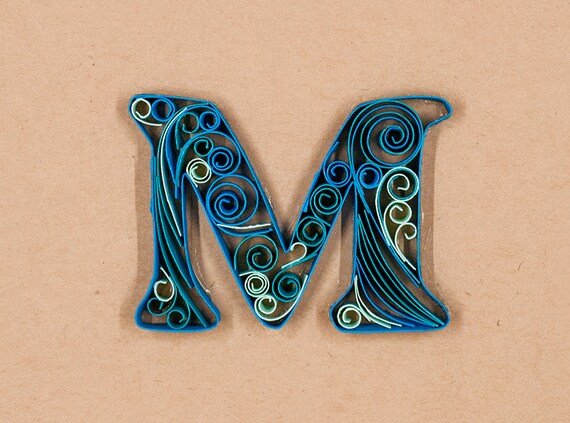 Items similar to Quilled Letter Card "M" | Names ...