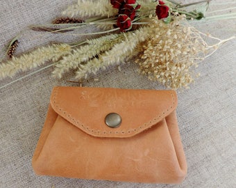 Small coin purse leather coin pouch women's wallet card holder money purse distressed leather leather accessories handmade toddler purse