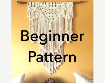 Pattern pdf DIY Macramé Wall Hanging "Beauregard" Beginner Swag Design Basic Instructions Macrame Fiber Arts Pattern Only