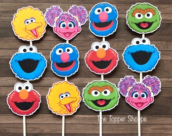 SESAME STREET Cupcake Toppers / Cake Toppers / Die Cuts / Birthday Party / Decorations / Cake Pops / Supplies / Decor / Fast Shipping