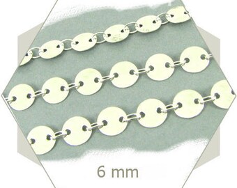 1m silver coloured pastille chain 6mm, shackles and pastilles not knitted, jewellery chain, CHA19