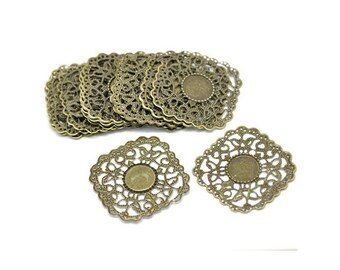 prints 10 connectors bronze colored filigree 47 mm