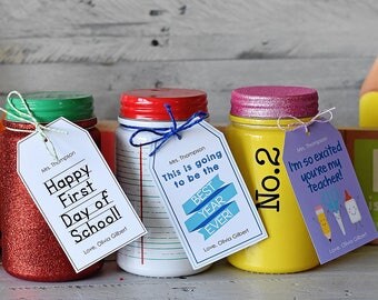 Teacher Back to School Printable Editable PDF Gift Tag Kindergarten, Instant Download 3 Designs 1st Day of School, Thank You, Best Year Ever