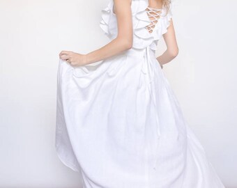 Linen wedding dress/simple wedding dress/flowy wedding dress/sexy wedding dress/boho wedding dress/beach wedding dress/robe de mariee