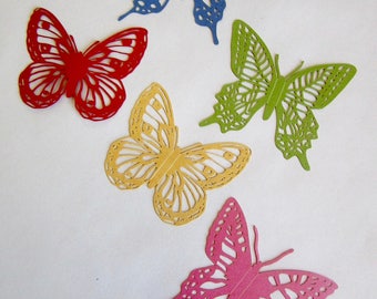 5 papillons en papier irisé en 5 couleurs