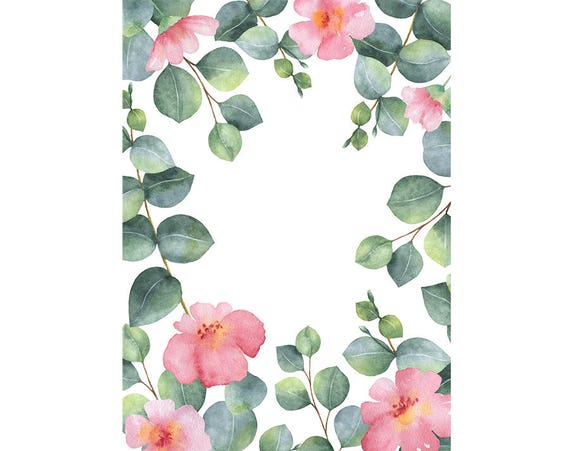 Watercolour Flower Frame Background Clip Art Graphic Design