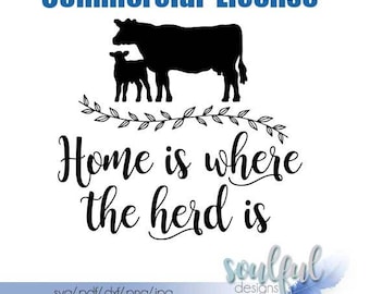 Home is where the herd is • COMMERCIAL • svg cutting file • pdf file • jpg file • png file • download file
