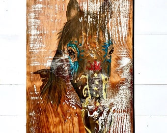 NATIVE AMERICAN WAR Horse,Horse Painting,Horse Wall Art,Horse Wall Decor,Native American Art,Native American Wall Decor,Southwestern Art