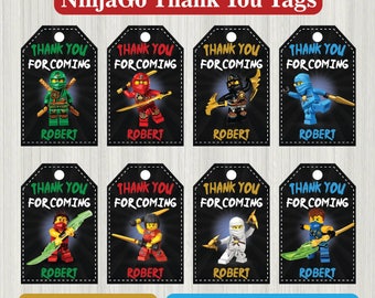 Ninja Thank You tag, Ninja Thank You card, Ninja Party Printable,Ninja Thank You tag, Ninja Thank You card