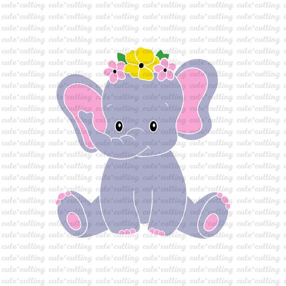 Download Elephant svg animal girl party svg flower svg baby shower