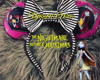 Sally Nightmare Before christmas Minnie Mickey Mouse ears, personalized, jack and sally, nightmare before Christmas, headband, Halloween