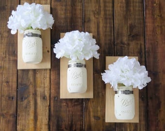 Mason Jar Wall Decor-Mason Jar Sconces, Hanging Mason Jars-Rustic Wall Decor-Mason Jars Wall Sconces-Rustic Wall Decor-Housewarming gift
