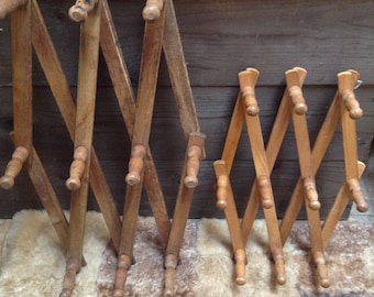 Vintage Accordian Peg Rack. Large and Small Peg Rack.