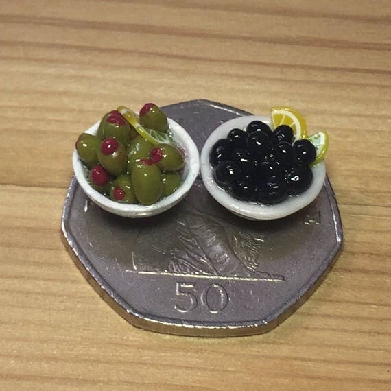 Dolls house miniature food handmade mixed olives. 1.12th