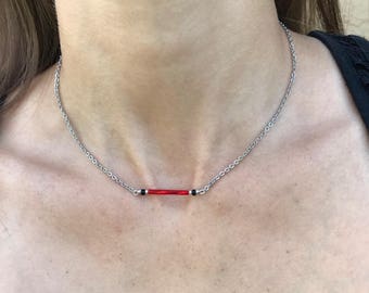 Thin Red Line Necklace, Fireman Jewelry, Red Line Jewelry, Fireman Wife Jewelry,Firefighter Fireman Mom Jewelry,Fire Jewelry,Dainty Bracelet