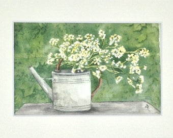 Watercolor painting a day at the countryside