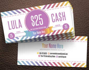 Lula Cash cards, Lula Cash Money, LuLa Bucks, Black & White Stripes, Free Personalization, for LulaRoe Retailer business, LLR Cash Cards #5