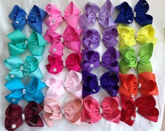 JoJo style bow clip, Siwa clip ,boutique bow 6", sparkle large bow, Weddings, dance, party 24 colours