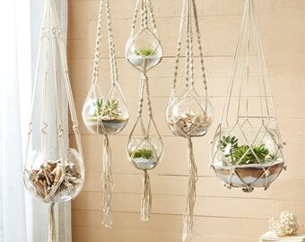 Macrame Plant Hanger/ Set of 5 Hand Braided Macrame Plant Hanger