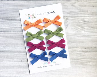 Back To School Bows, Fall Bows, Fall Pigtail Clips, Bias Tape Bows, Pigtail Bow Set, Toddler Hair Clips, Piggy Hair Clips, Baby Girl Bows