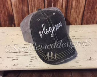 Trucker Hats * Dog Mom Hat* Dogs* Family pets* Distressed trucker hat* Fur Babies