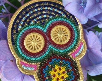 Sterlng Slver Pendant Wth Mexcan Skull - Sugar Skull - Handmade