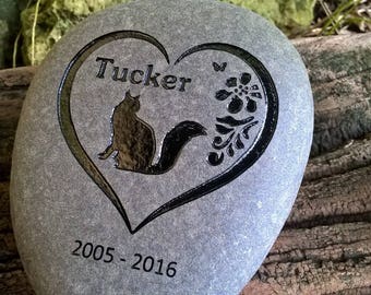 CAT MEMORIAL STONE Long Hair Cat Personalized Pet Memorial stone