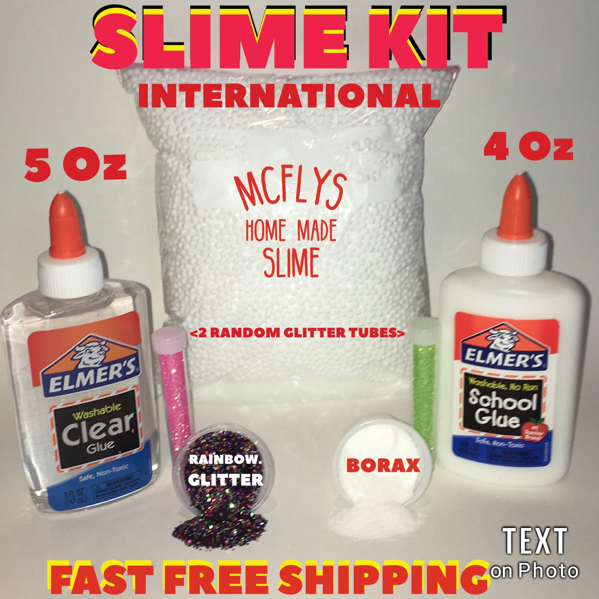 ELMERS GLUE slime kit with foam balls glitter and borax