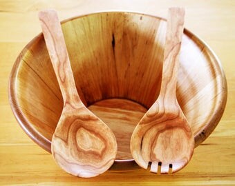 Elegant Wooden Salad Tossers