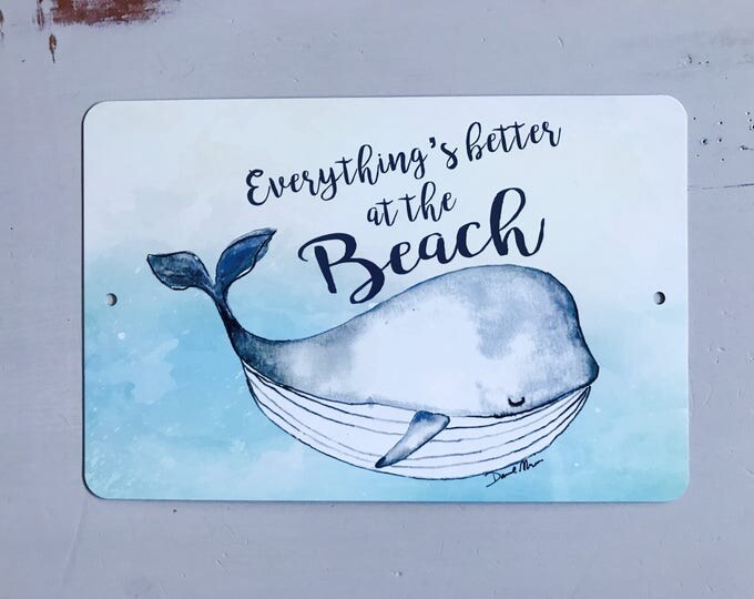 Beach Metal Sign - Beach Decor - Whale Sign - Home Decor - Metal Wall Decor