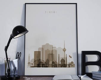Tehran Art Tehran Watercolor Tehran Multicolor Tehran Wall Art Tehran Wall Decor Tehran Home Decor Tehran City Tehran Skyline Tehran Print