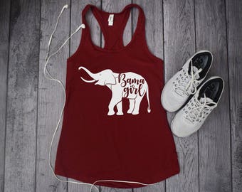 Bama Girl Alabama Womens Workout Tank, Crimson Tide Workout Tank, Alabama Tank Tops, Womens Alabama Shirt, Elephant shirt, Roll Tide Womens
